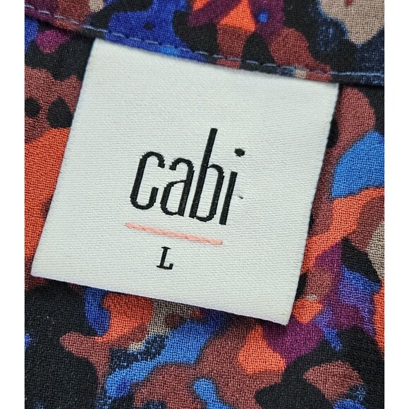 CAbi Women's Size Large Multicolor The Bonus Print Blouse Top Sheer Boxy - Picture 8 of 8